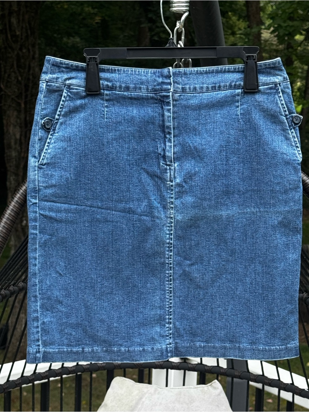 Talbots Stretch Blue Denim Pencil Skirt Size 12